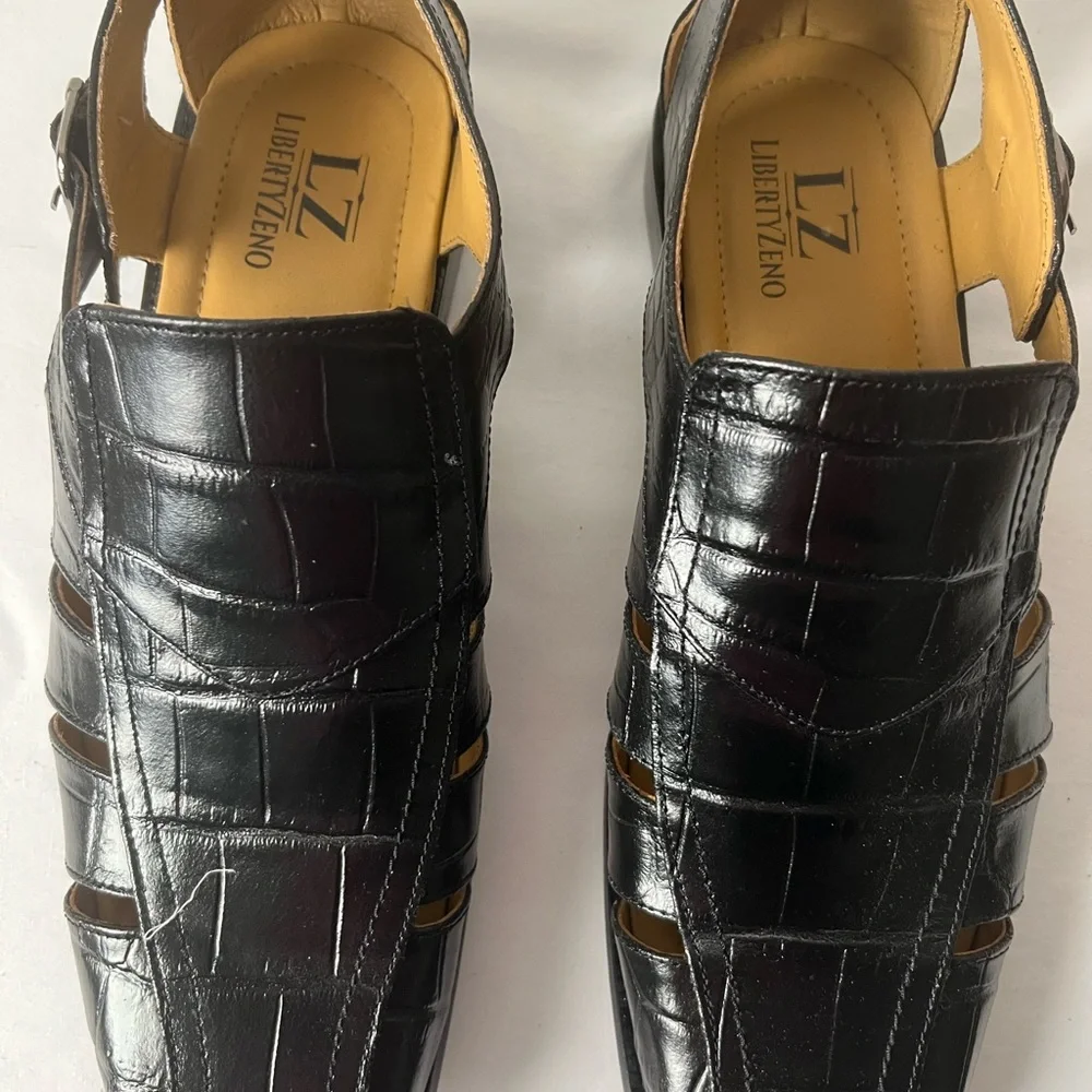 Liberty Zeno Men’s Black Dressy Loafers with Glossy Leather Finish, Size 13, New